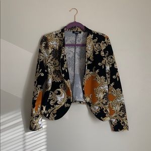 Leopard with gold Black Blazer